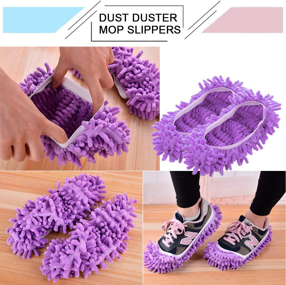 Mop Slippers Shoes Cover Dust Duster Slippers Cleaning Floor House Washable 10 PCS 5 Pairs