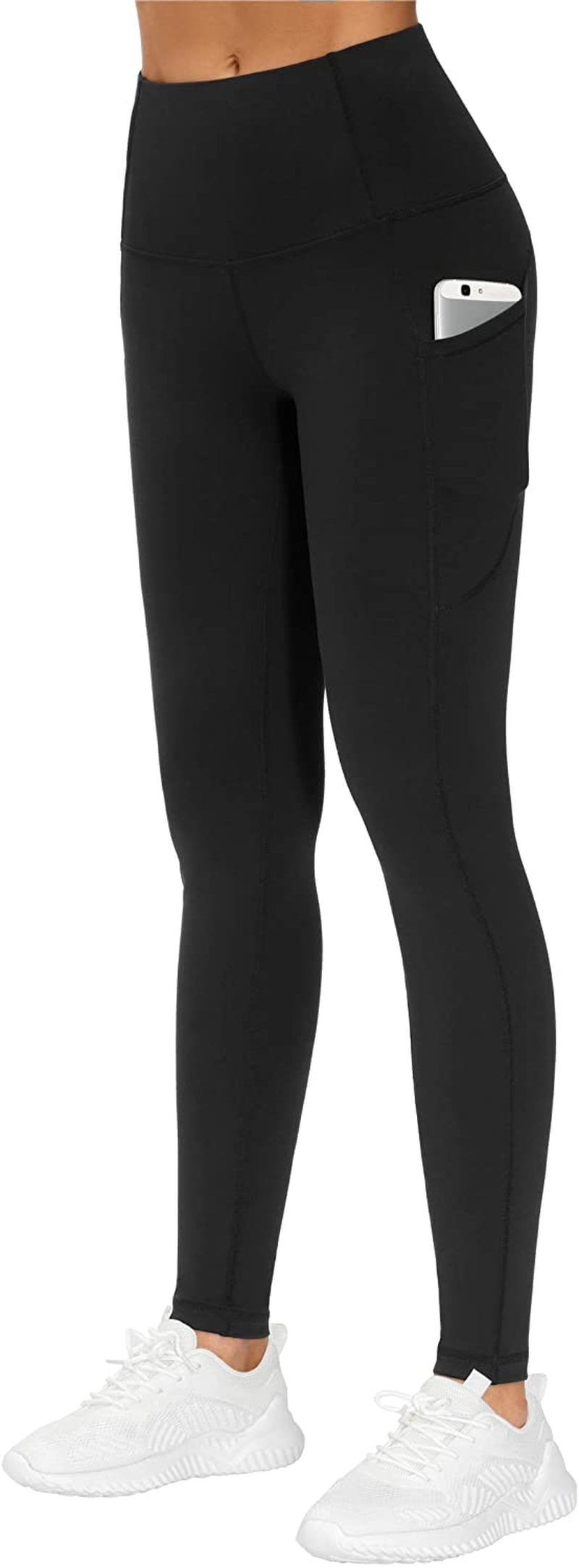 Thick High Waist Yoga Pants with Pockets, Tummy Control Workout Running Yoga Leggings for Women