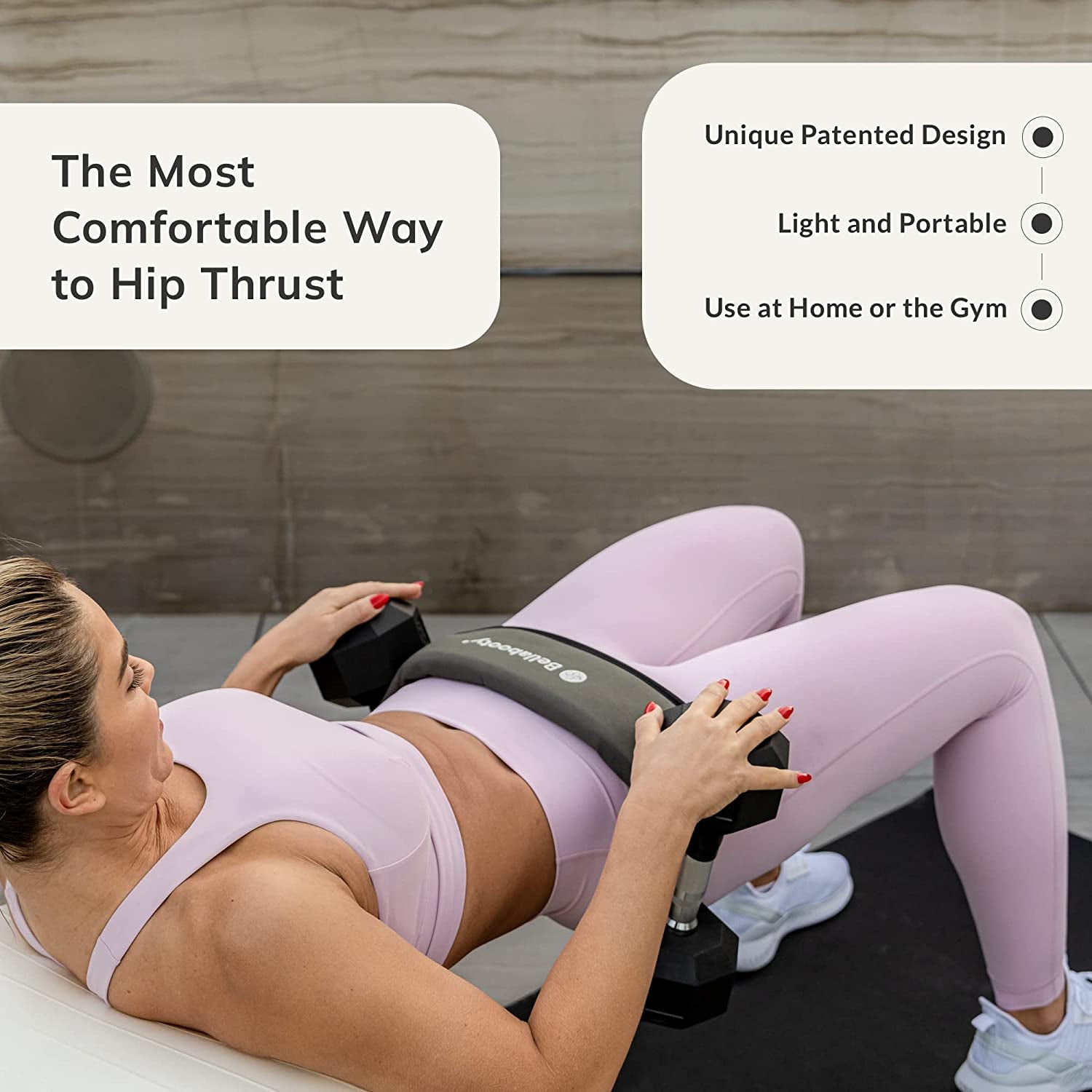 Exercise Hip Thrust Belt, Easy to Use with Dumbbells, Kettlebells, or Plates, Slip-Resistant Padding That Protects Your Hips for the Gym, Home Workouts, or on the Go