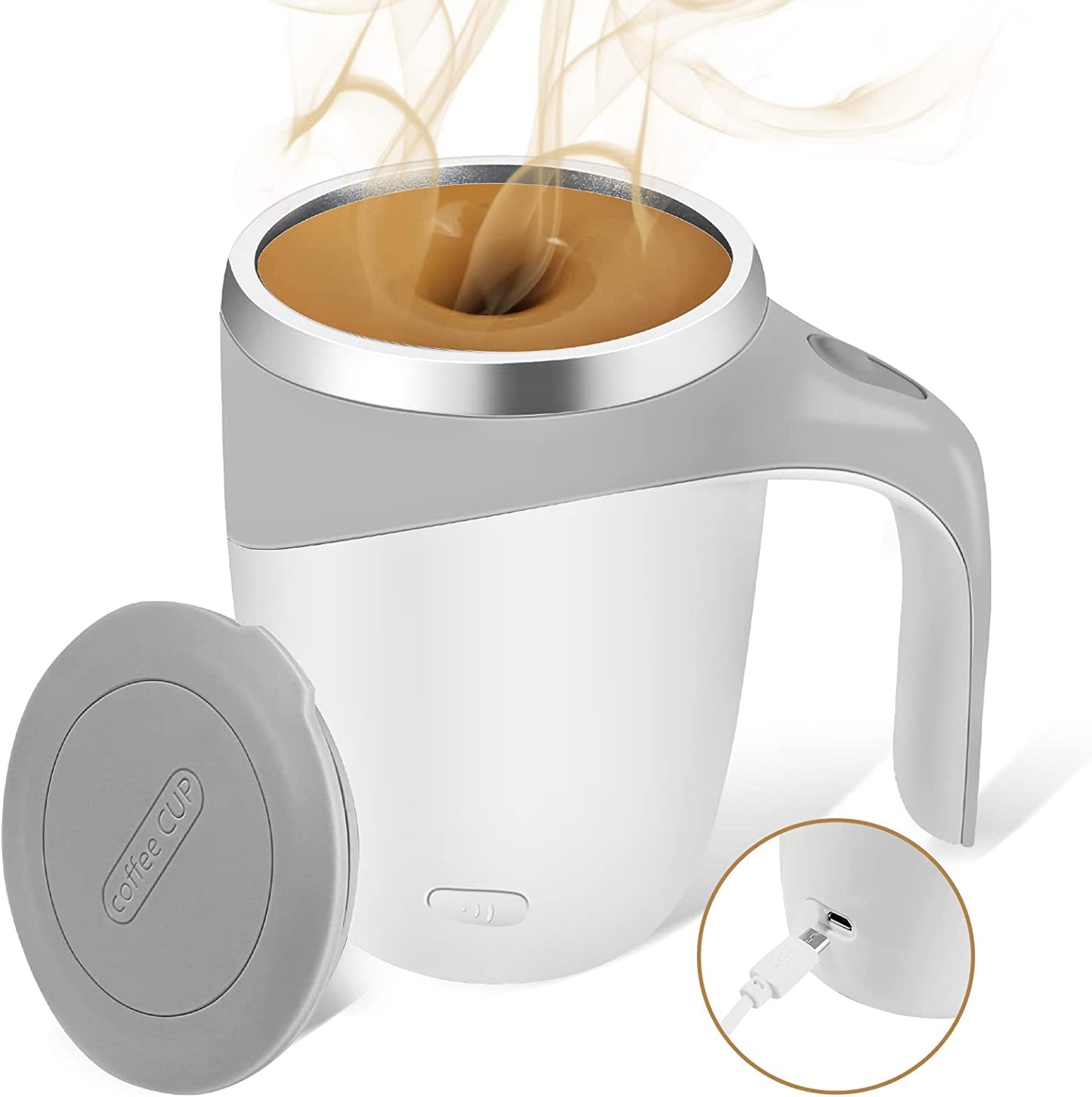 Self Stirring Mug,Rechargeable Automatic Magnetic Self Stirring Coffee Mug,Rotating Home Office Travel Mixing Cup,To Stir Coffee, Chocolate, Milk, Protein,Cocoa Etc, Great for Office, School, Gym…