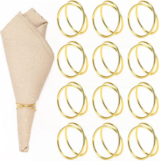 Gold Napkin Rings, 12 PCS Metal Spiral Napkin Rings, Napkin Holders Buckles for Wedding, Dinner Party, Table Decorations