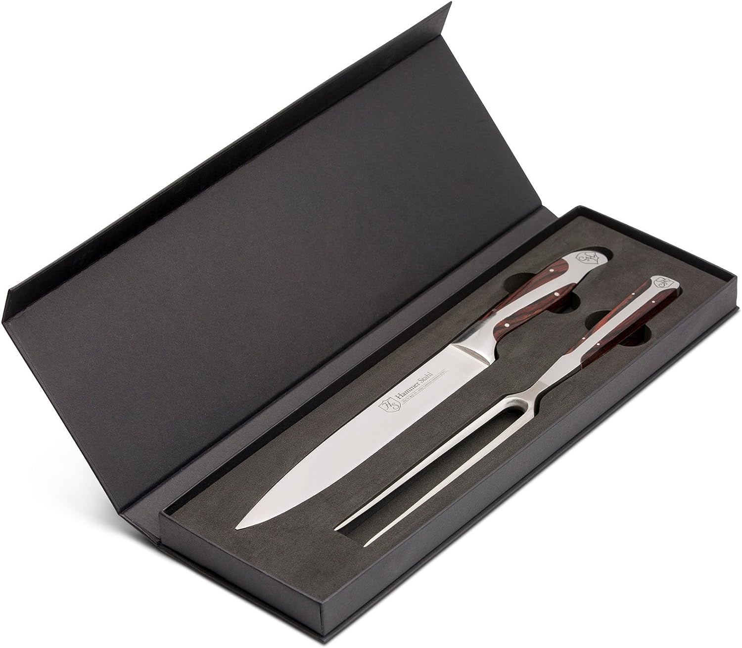 Carving Knife and Fork Set | German Forged High Carbon Stainless Steel Carving Set | Professional Carving Knife for Meat, Turkey & Brisket | Ergonomic Quad-Tang Pakkawood Handle