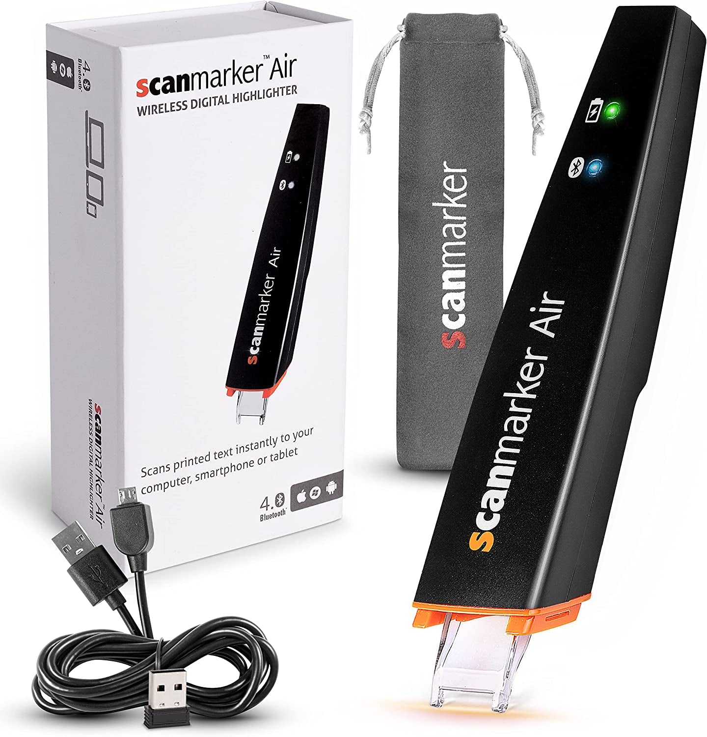 Air Pen Scanner - OCR Digital Highlighter and Reading Pen - Wireless (Black,  Air)