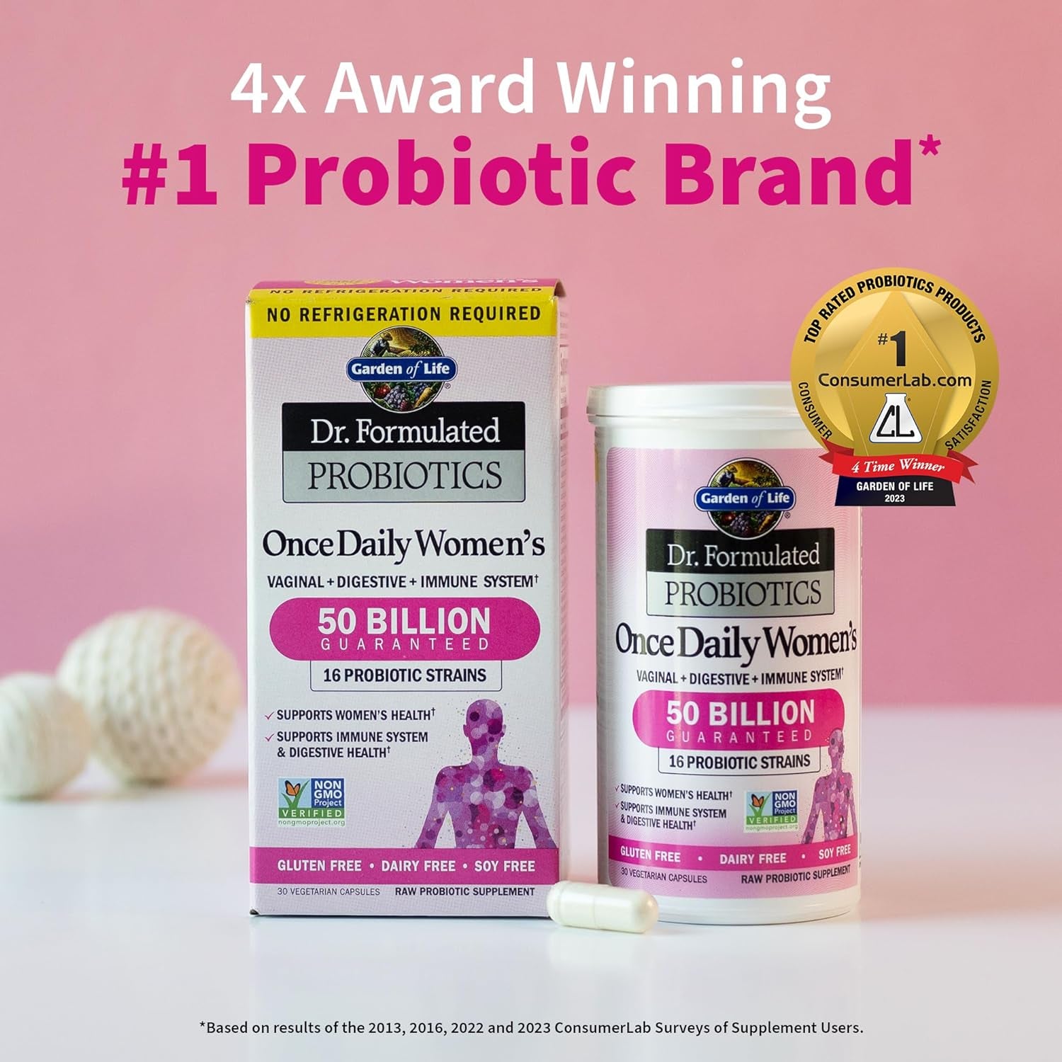 Dr. Formulated Probiotics for Women & Prebiotics, 50 Billion CFU for Women’S Daily Digestive Vaginal & Immune Health,  16 Probiotic Strains Shelf Stable No Gluten Dairy Soy, 30 Capsules
