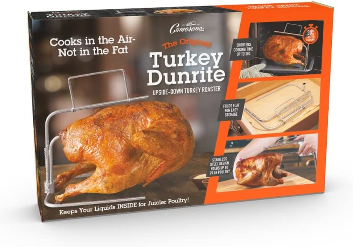 Thanksgiving Turkey Roaster - Original Upside down Turkey Dunrite Stainless Steel Cooker - Keeps Juices inside Meat, Not outside the Pan - Great for Cooking Juicy Roast for Thanksgiving Turkey Dinner