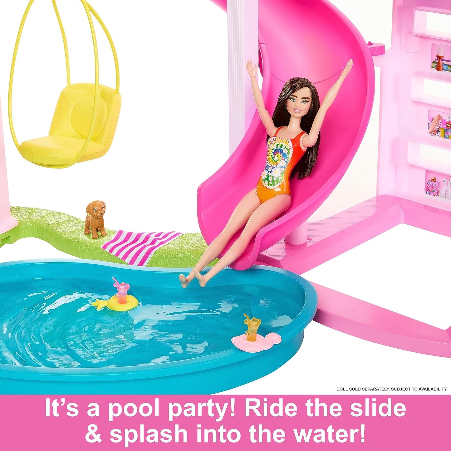 Barbie Dreamhouse 2023, Pool Party Doll House with 75+ Pieces and 3-Story Slide, Barbie House Playset, Pet Elevator and Puppy Play Areas​