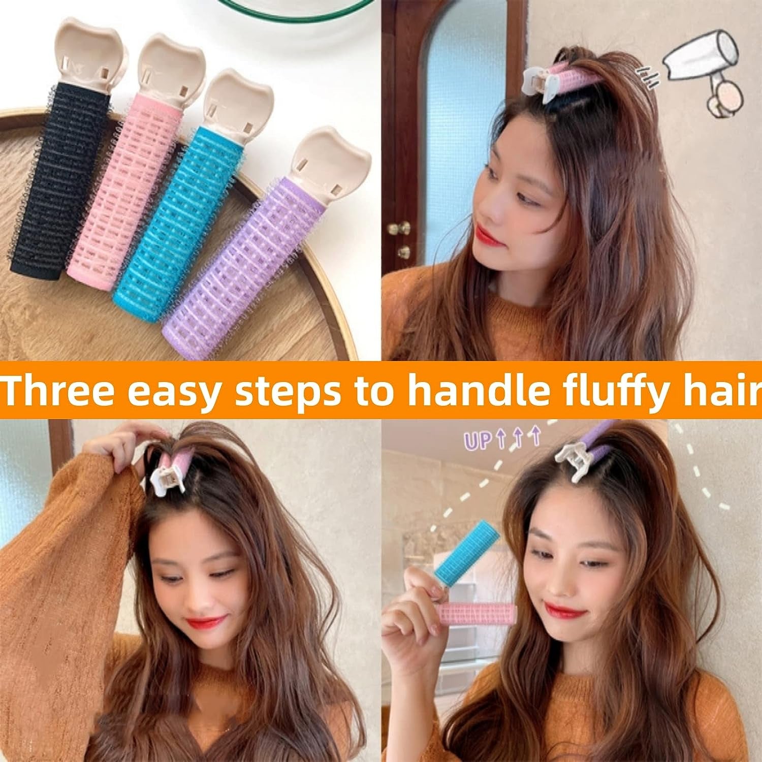 Volumizing Hair Clips, 10PCS Velcro Clips for Hair, Root Clips for Hair Volume, Fluffy Hair Volumizer Clips, Instant Hair Volumizing Clips for Women. (Black, Pink, Blue, Purple,Red)