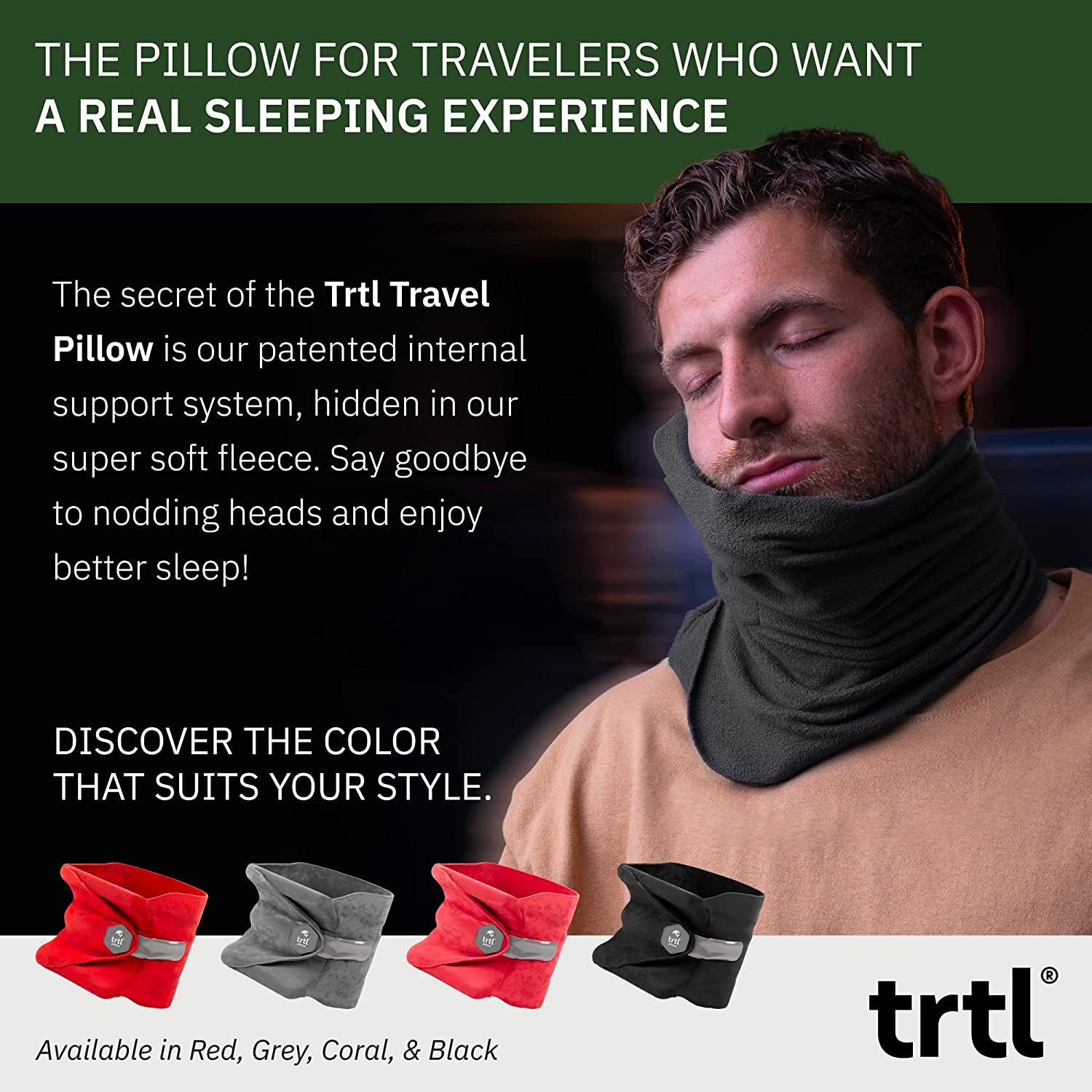 Travel Pillow for Neck Support- Super Soft Neck Pillow with Shoulder Support and Cozy Cushioning Lightweight and Easy to Carry - Machine Washable - Black