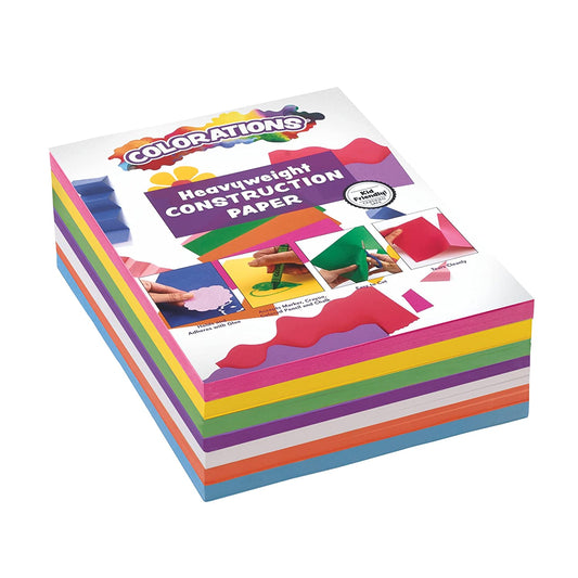 Colorations Construction Paper for Kids | 7 Colors - 600 Bulk Sheets of 9X12 - Assorted Pack of Heavy Duty Craft Paper