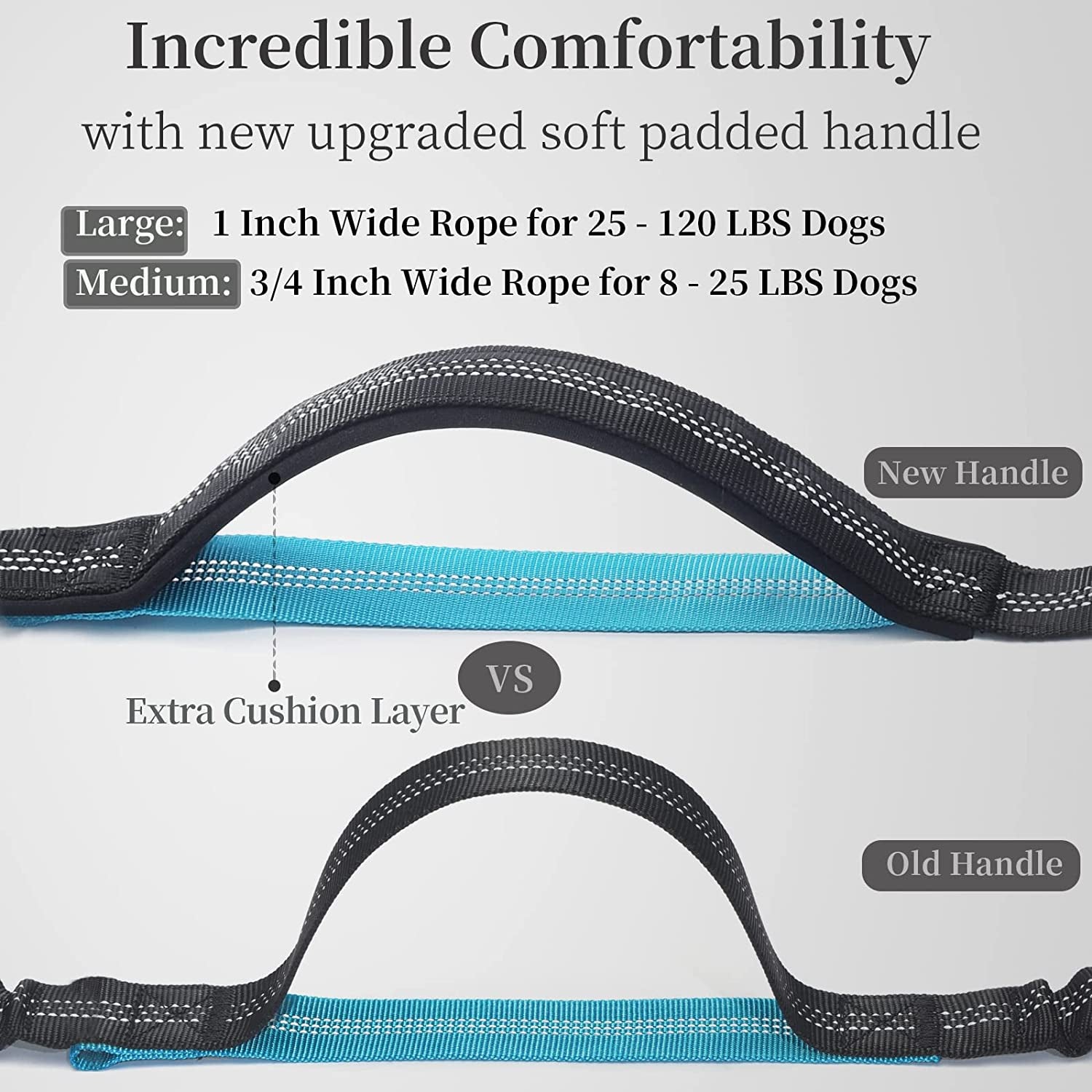 Hands Free Dog Leash with Zipper Pouch, Dual Padded Handles and Durable Bungee for Walking, Jogging and Running Your Dog (Large, 25-120 Lbs, Black)