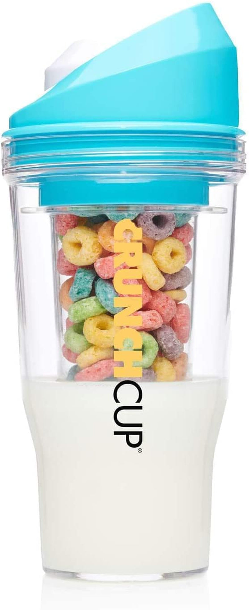 CRUNCHCUP the XL Blue - Portable Plastic Cereal Cups for Breakfast on the Go, to Go Cereal and Milk Container for Your Favorite Breakfast Cereals, No Spoon or Bowl Required