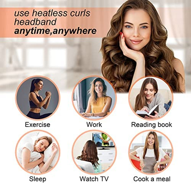 CORATED Heatless Curling Rod Headband, Heatless Curler No Heat Curls Ribbon with Hair Clips and Scrunchie, Sleeping Curls Silk Ribbon Hair Rollers, Overnight Hair Wrap Curls Styling Kit