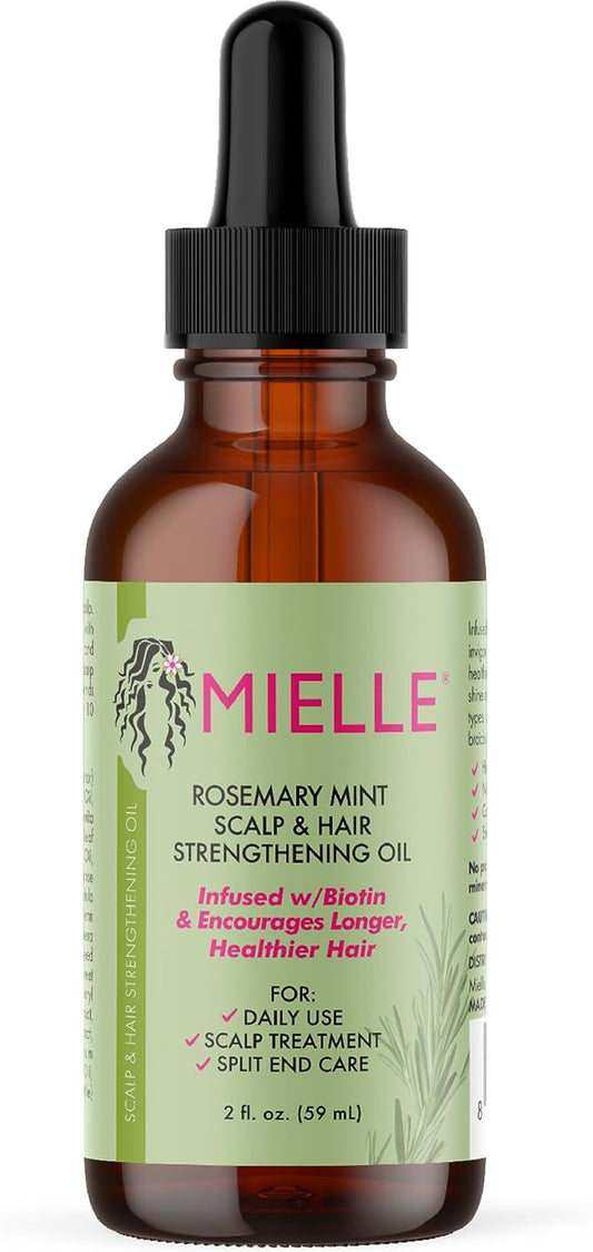 Rosemary Mint Scalp & Hair Strengthening Oil with Biotin & Essential Oils, Nourishing Treatment for Split Ends and Dry Scalp for All Hair Types, 2-Fluid Ounces