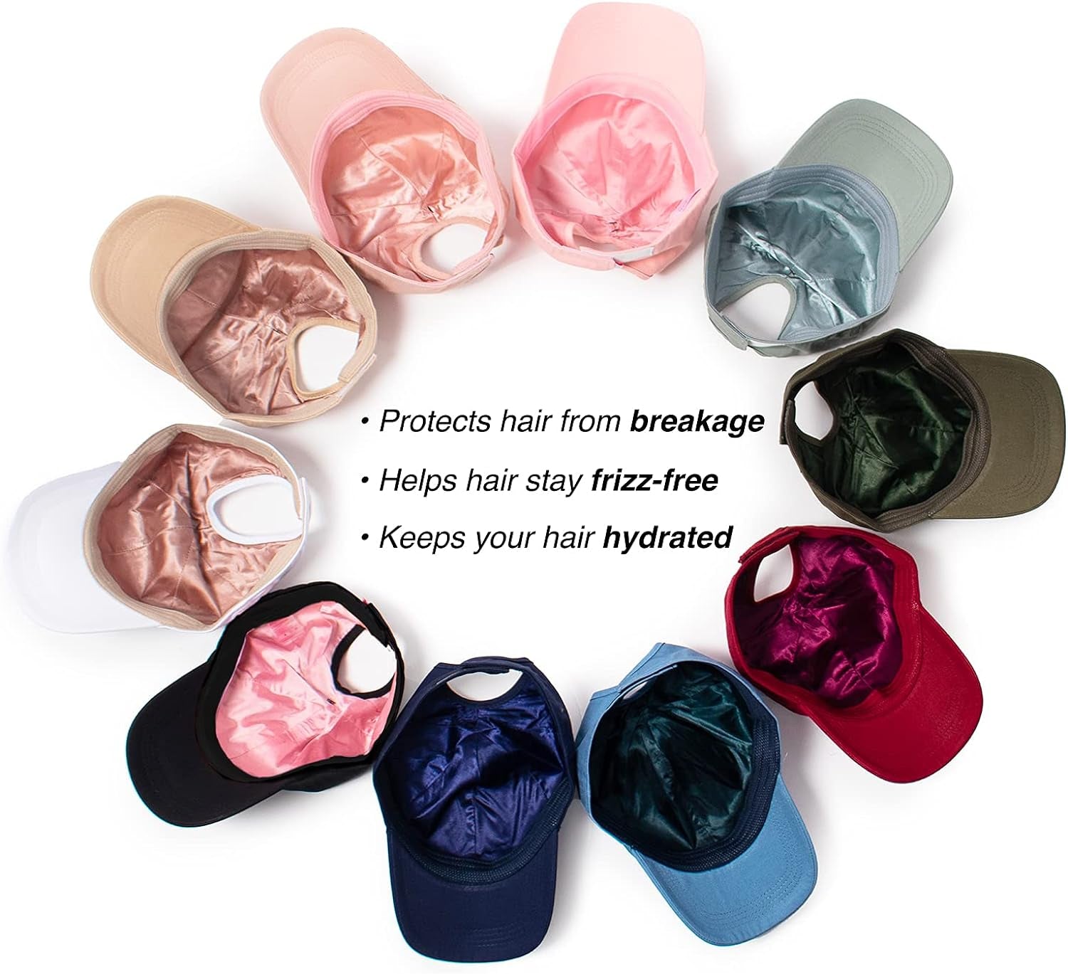 Satin-Lined Ponytail Cap - Designed for Women with Curly Hair, Ponytail Hats for Women, Curly Hair Baseball Cap