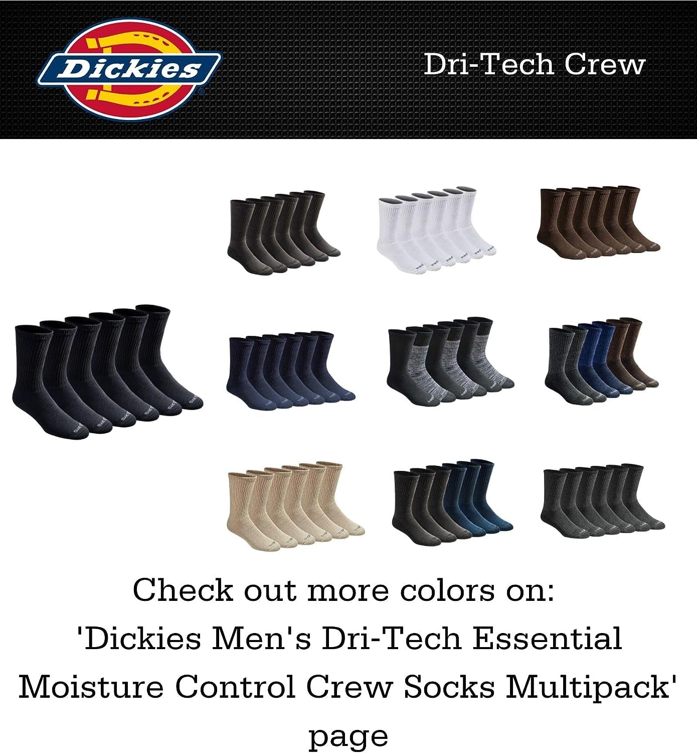 Men'S Dri-Tech Moisture Control Crew Socks Multipack