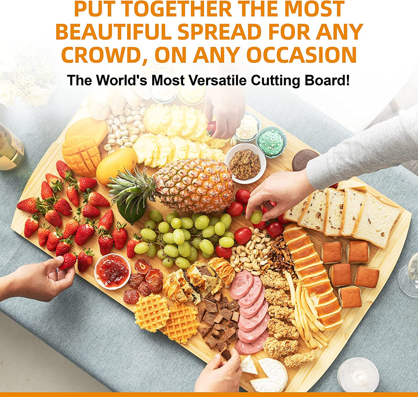 30X20 Bamboo Extra Large Cutting Board- Use as a Charcuterie Board, Butcher Block, over Sink, Brisket, Rv Stove Top Cover, Noodle Board Stove Cover, Meat Cutting Board